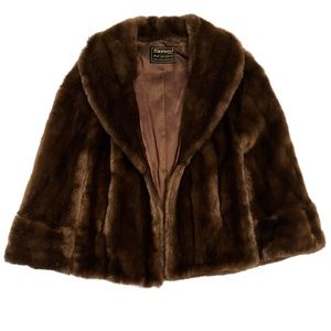 Vintage Tissavel of France Dark Brown Faux Fur Cape Shrug Coat. Like New!